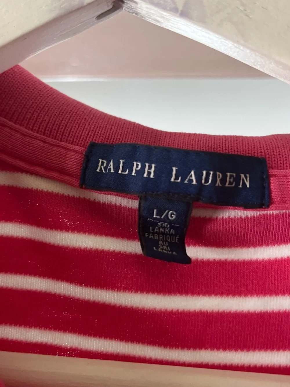 Girls Ralph  Lauren Pink & White Striped Crewneck Tee